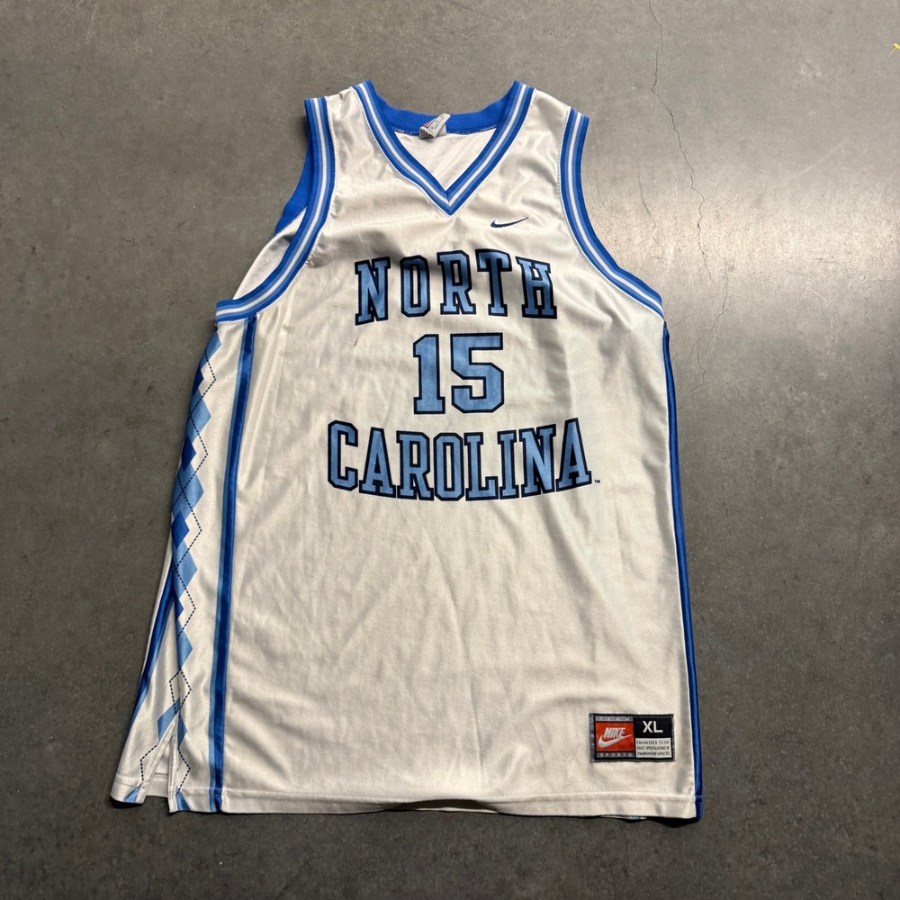 Vintage Nike North Carolina Tar Heels Jersey XL White Blue Argyle 15 Made in USA